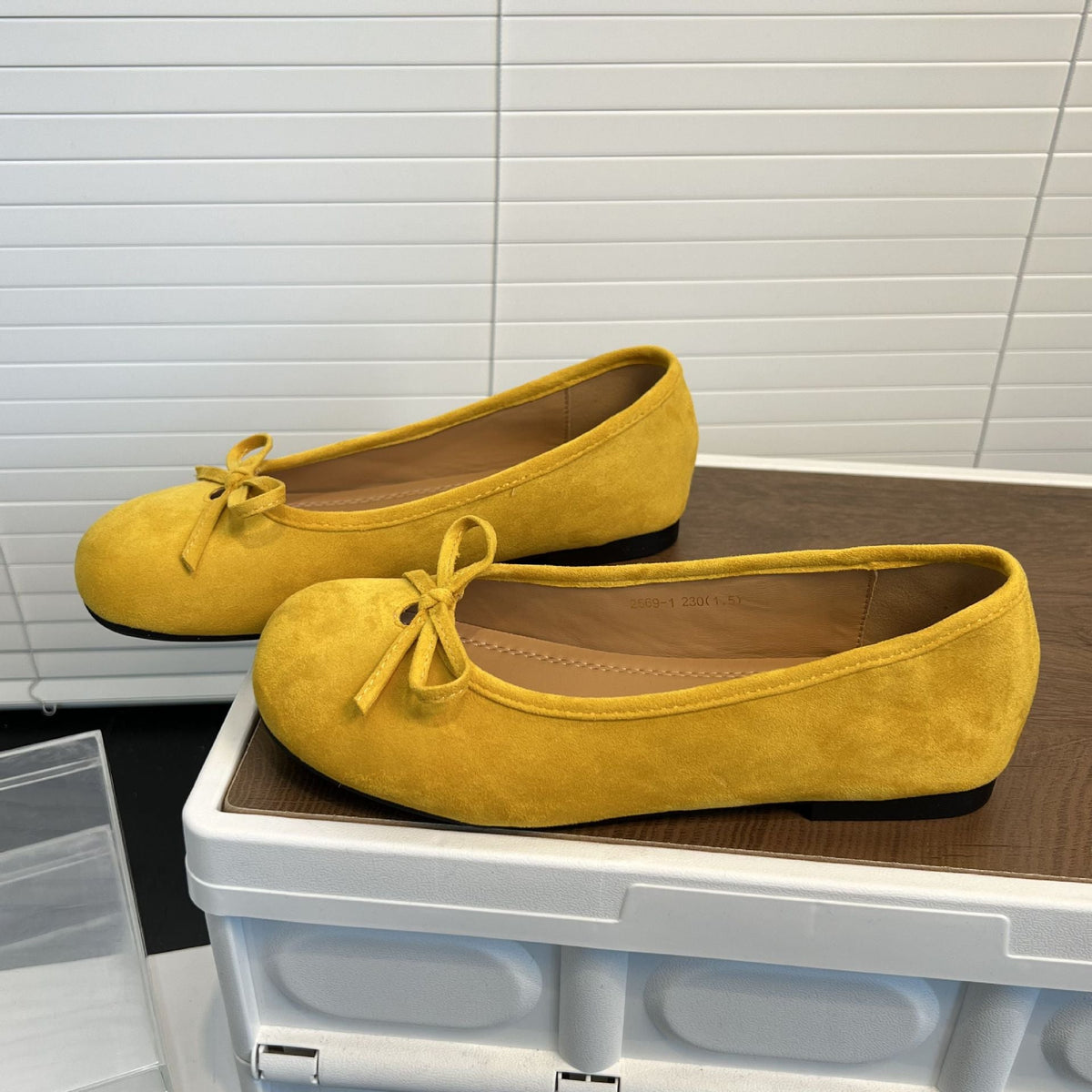 Women's Suede Ballet Flats with Decorative Bow