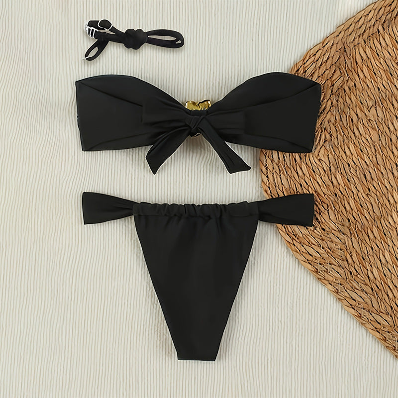 Women's Bandeau Bikini with Floral Detail
