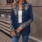 Elegant Blazer Jacket with Floral Embroidery