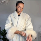Elegant Wrap Jacket with Faux Fur Sleeves
