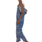 Women's Casual Wide-Cut Overall with Playful Wave Pattern