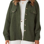 Women's Quilted Overshirt with Pockets and Button Details