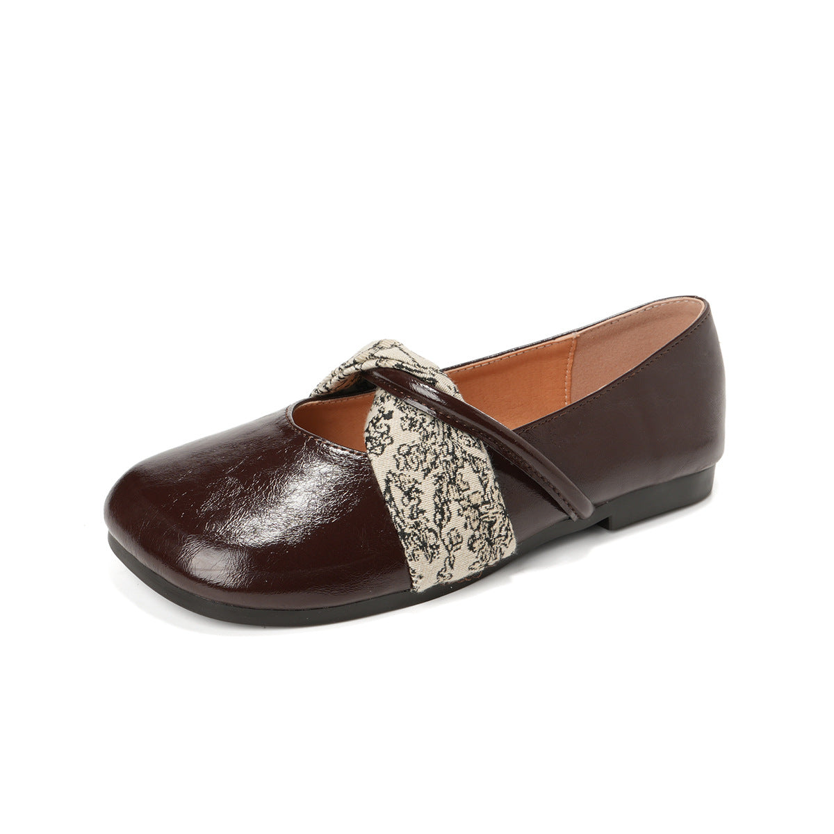 Women's Ballet Flats with Elegant Cross-Strap and Textile Accent