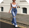 Women's High-Waisted Ripped Flared Jeans