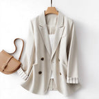 Women's Elegant Double-Button Blazer with Detachable Cuffs