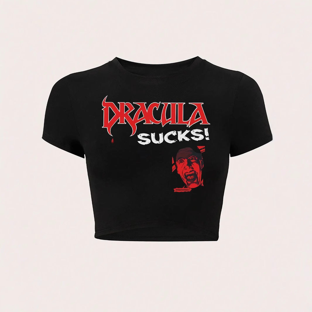 Women's Crop T-Shirt with Retro Phone Design