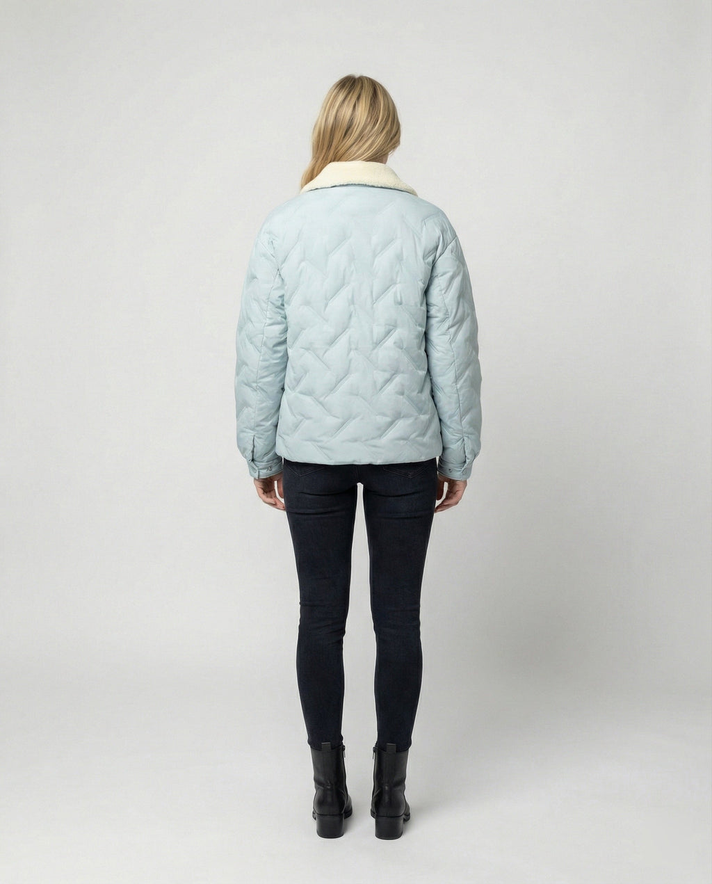 Women's Corduroy Patchwork Quilted Jacket Winter Coat with Lapel Collar