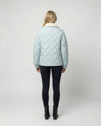 Women's Corduroy Patchwork Quilted Jacket Winter Coat with Lapel Collar