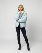Women's Corduroy Patchwork Quilted Jacket Winter Coat with Lapel Collar
