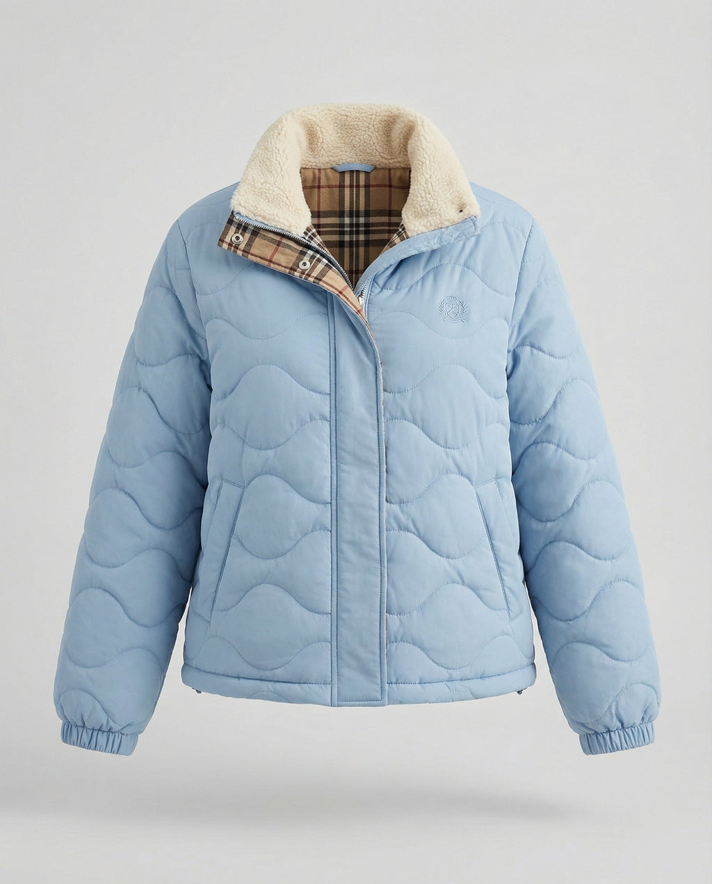 Women's Corduroy Patchwork Quilted Jacket Winter Coat with Lapel Collar
