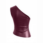 Women's Asymmetrical Faux Leather Top