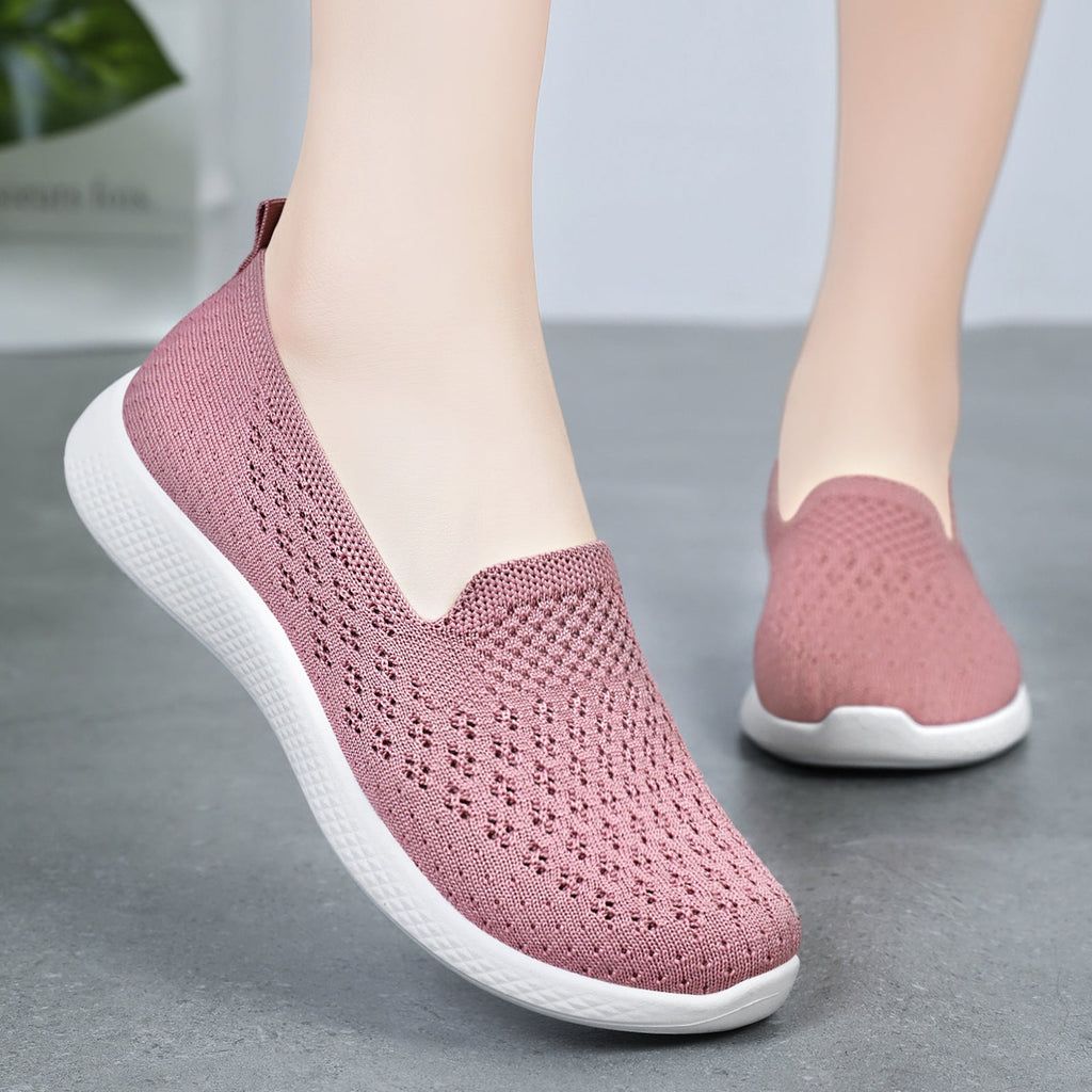 Women's Breathable Slip-On Sneakers with Elastic Knit Upper