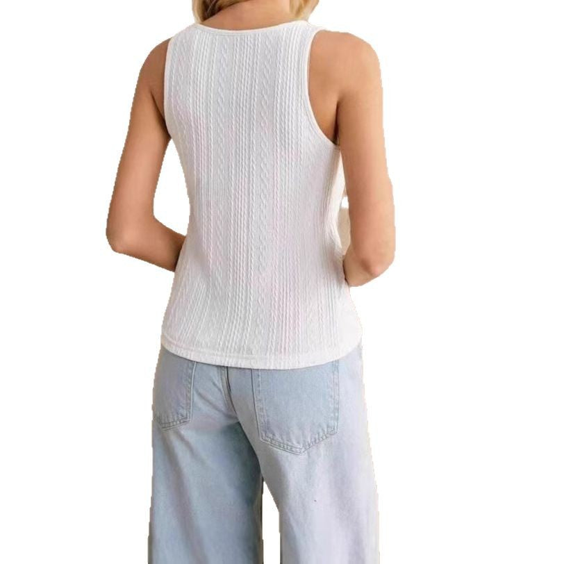 Women's Sleeveless Top with Textured Fabric