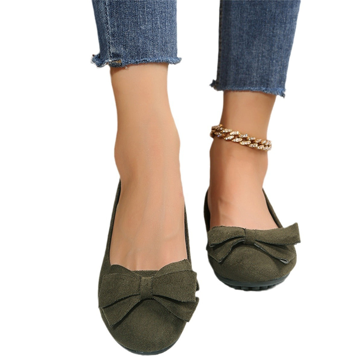 Women's Ballet Flats with Elegant Bow Detail