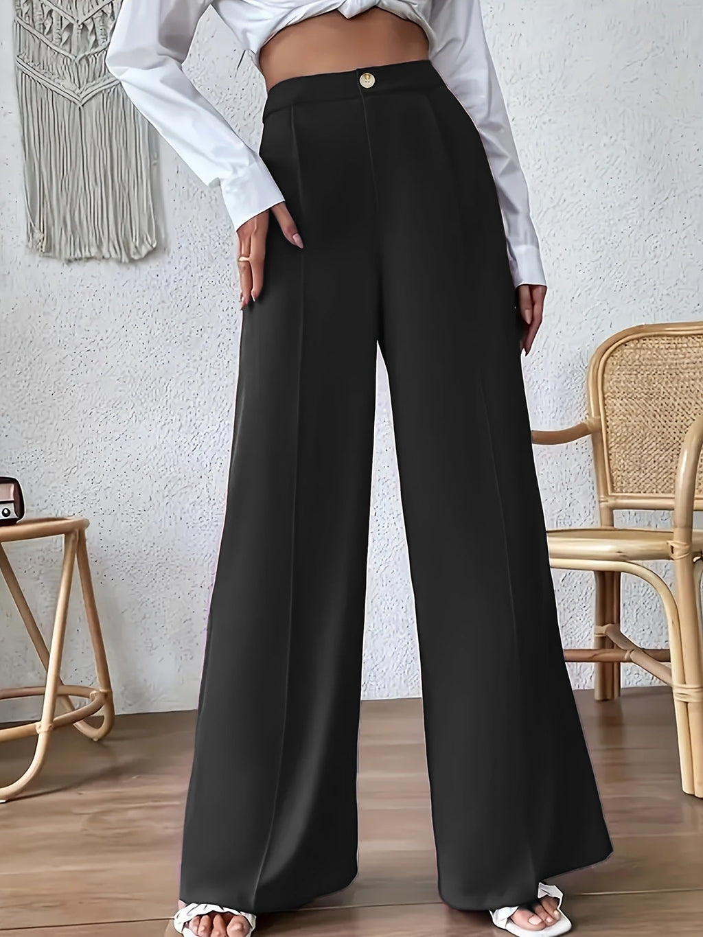 Women's Elegant High-Waisted Wide-Leg Pants