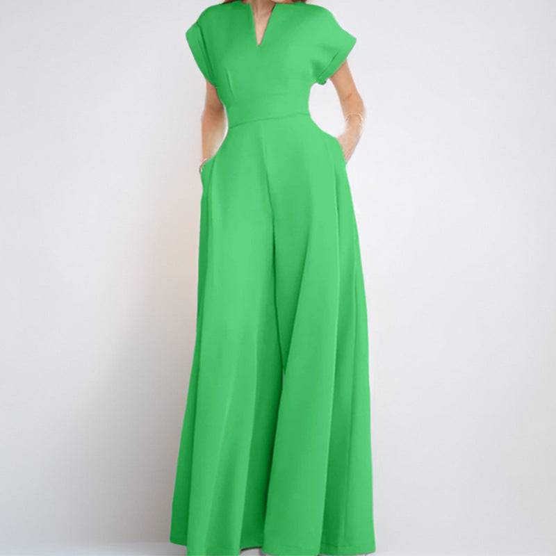 Elegant Women's Wide-Leg Jumpsuit with Shawl Collar