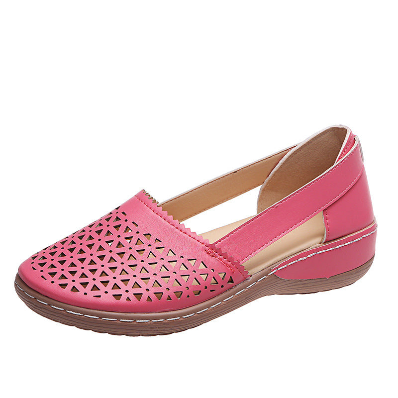 Women's Breathable Ballet Flats with Decorative Perforated Pattern