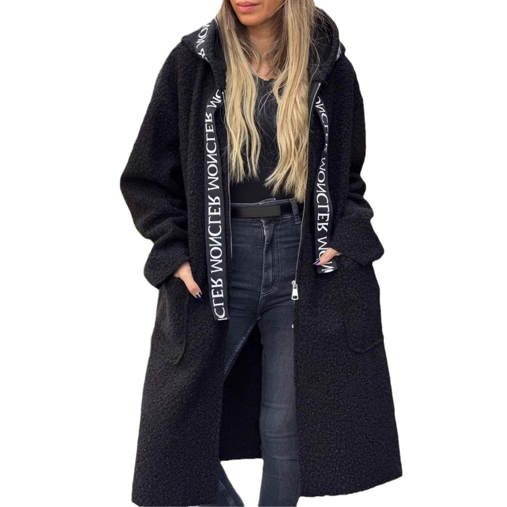 Women's Fashionable Oversized Fleece Coat with Practical Pockets and Hood