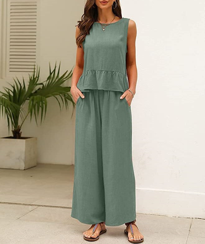Women's Airy Jumpsuit with Ruffled Hem