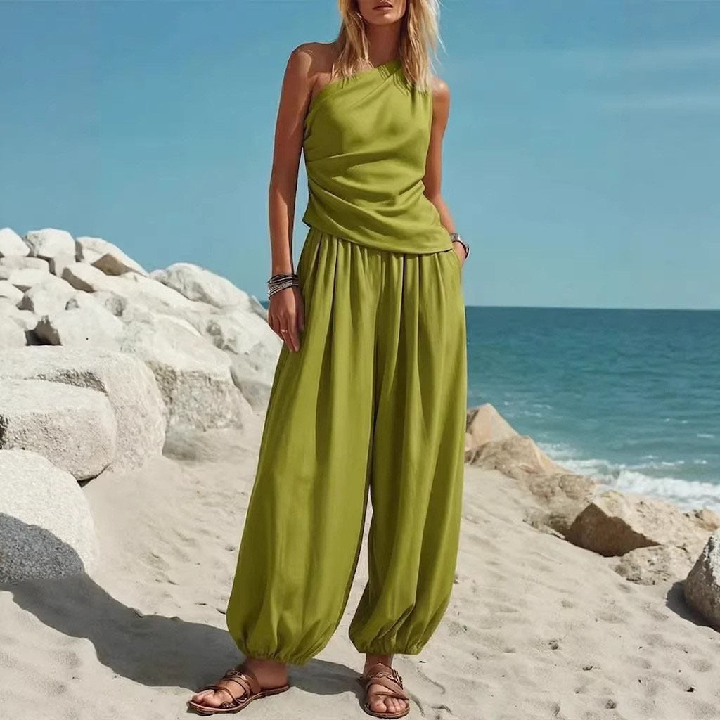 Women's Elegant One-Shoulder Jumpsuit with Flowing Cut