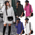 Women's Chunky Knit Sweater with High Collar and Casual Fit