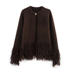 Elegant Cardigan with Fringe Details