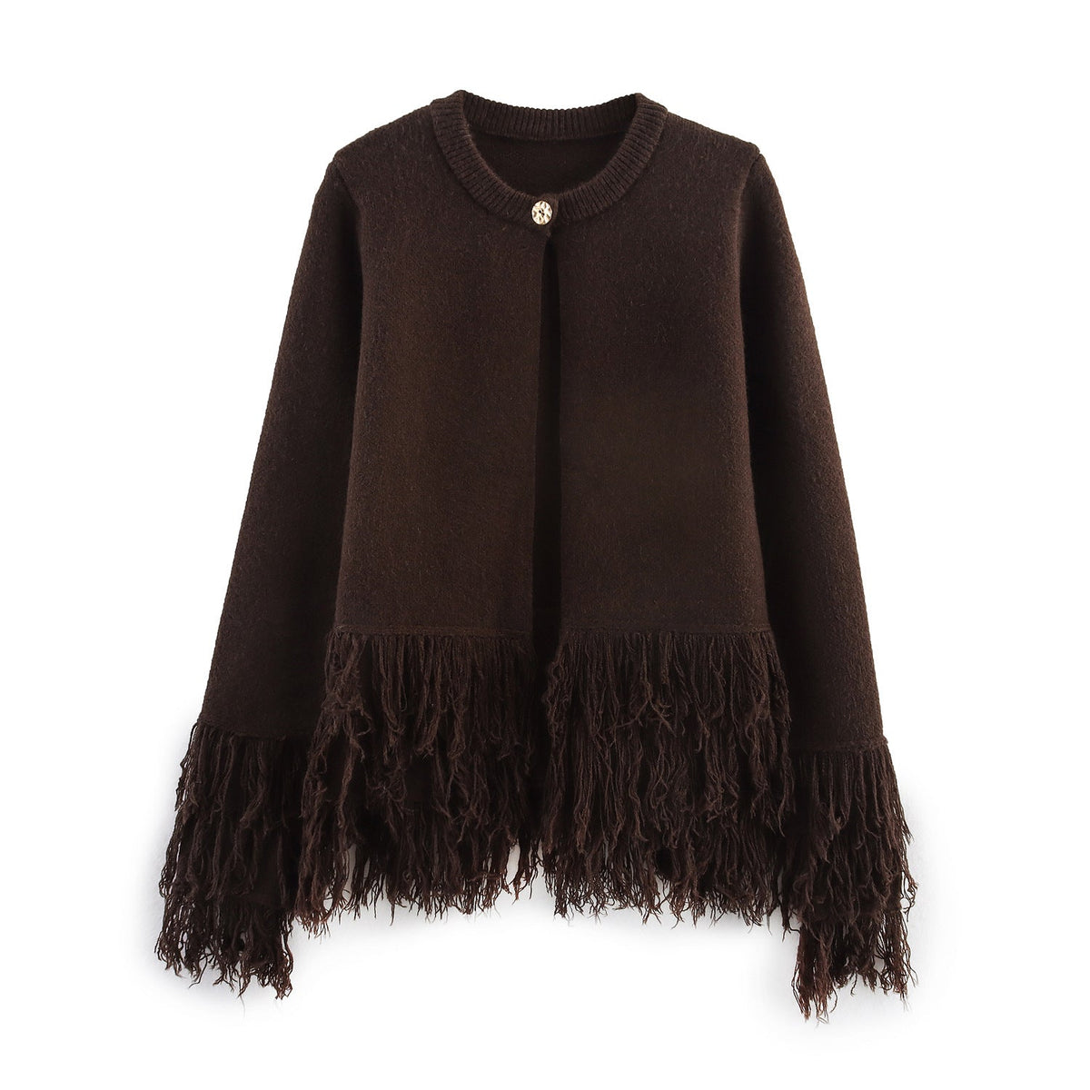 Elegant Cardigan with Fringe Details