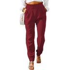 Women's Comfortable and Elegant Summer Pants with Elastic Waist and Pockets
