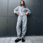 Women's Fleece Jogging Suit with High Collar