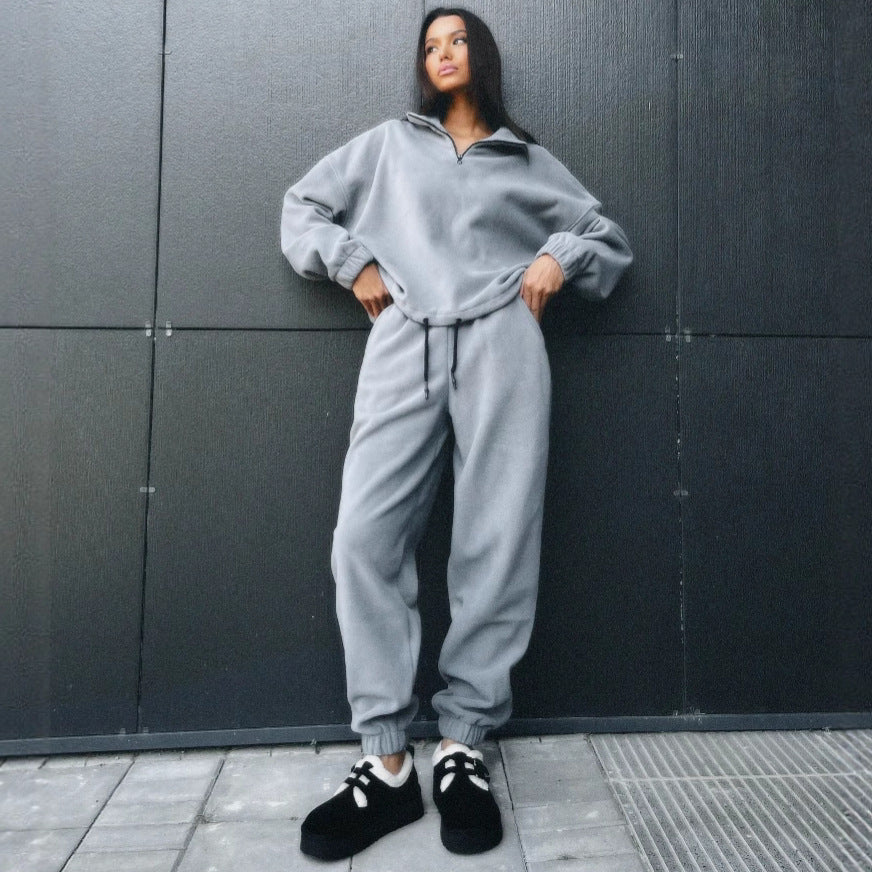 Women's Fleece Jogging Suit with High Collar