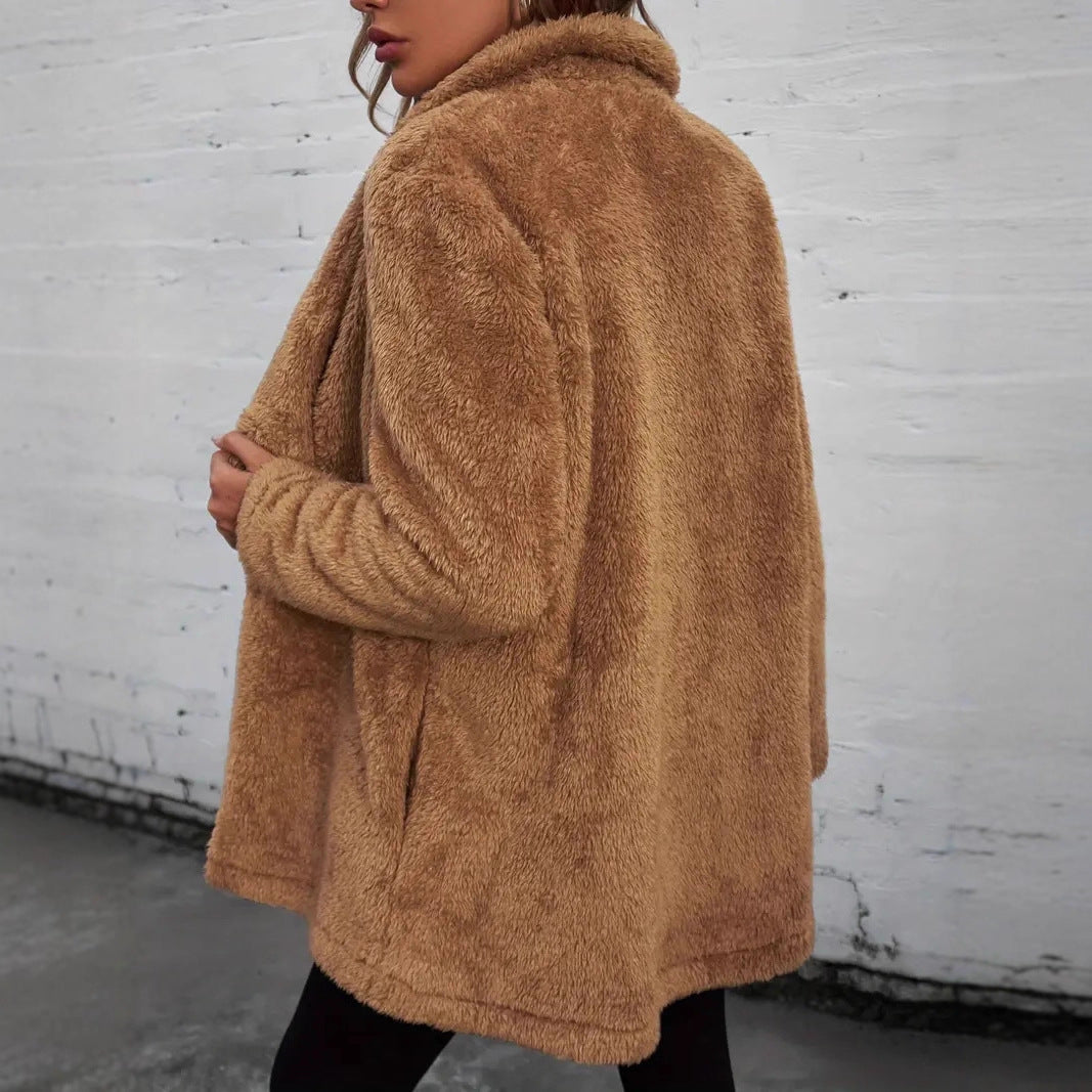 Women's Fluffy Open-Front Coat