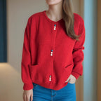 Women's Cardigan with Decorative Buttons and Pockets