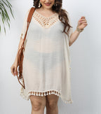 Women's Airy Beach Kaftan with Decorative Tassels