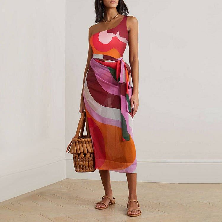 Women's Asymmetrical Graphic Print Swimsuit