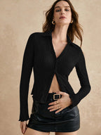 Women's Textured Long Sleeve Blouse