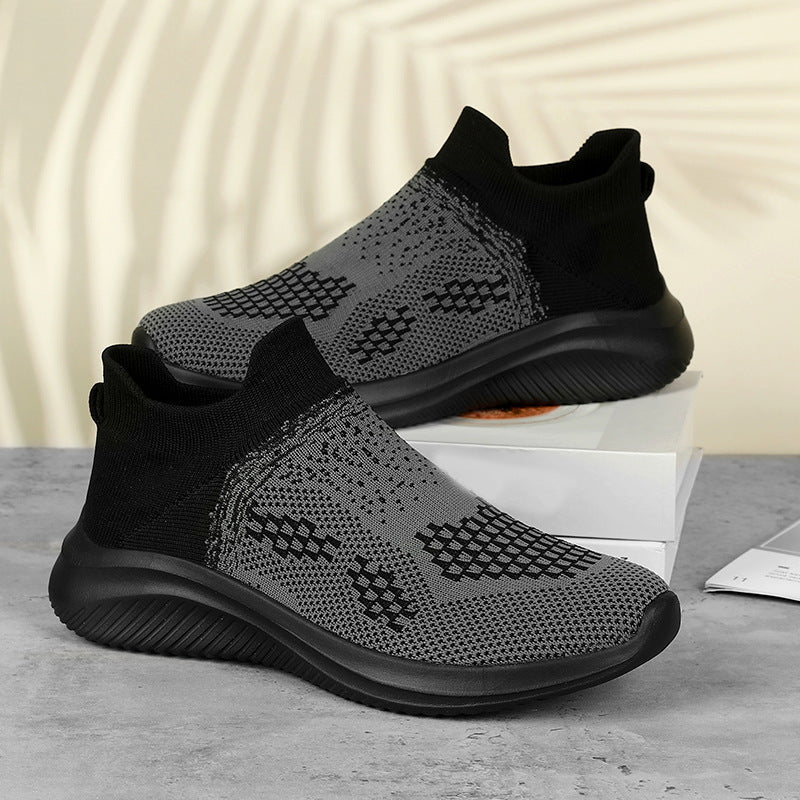 Women's Breathable Ankle Sneakers with Elastic Knit Upper