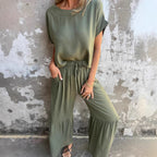 Women's Elegant and Airy Summer Set with Wide Cut and Elastic Waistband
