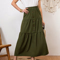 Women's Layered Maxi Skirt with Button Details