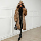 Women's Faux Fur Coat with Hood and Soft Lining