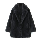 Women's Fluffy Oversized Faux Fur Coat with Deep Lapel