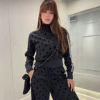 Women's Polka Dot Cotton-Blend Tracksuit Set