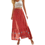 Women's Maxi Skirt with Handmade Pattern and Elastic Waistband