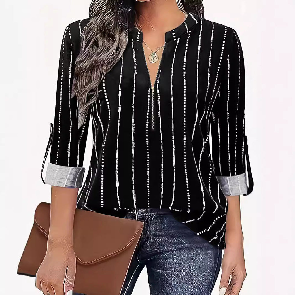 Women's Casual Blouse with Stylish Stripe Pattern