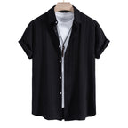 Women's Short Sleeve Shirt with Textured Pattern
