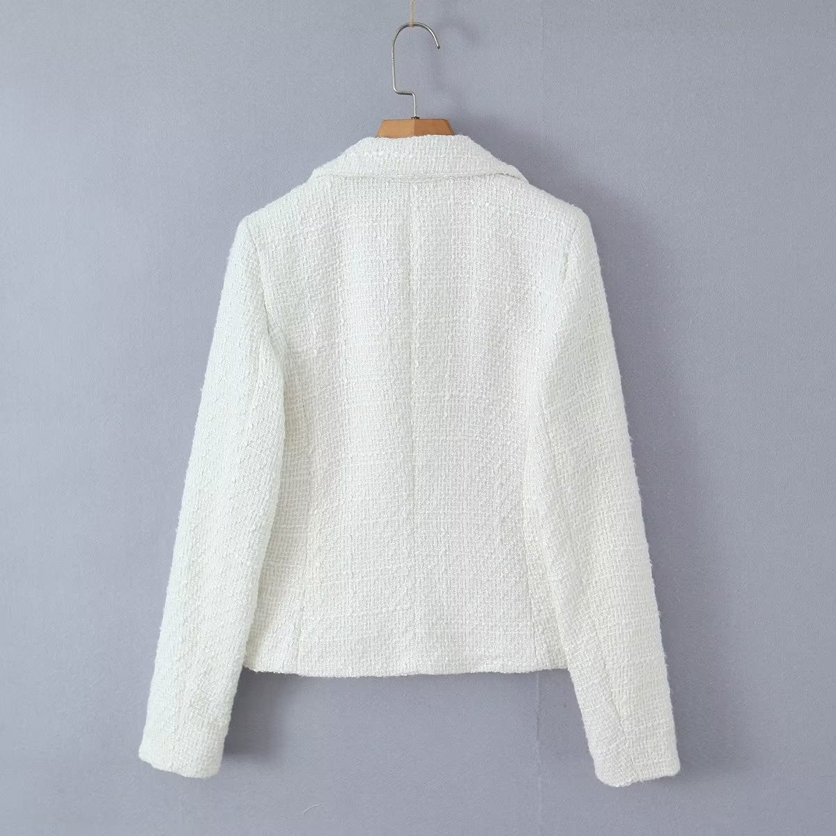 Elegant Double-Breasted Blazer with Textured Fabric