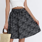 Women's Plaid Midi Skirt with Wide Cut