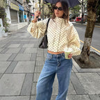 Women's Fitted Blouse with Polka Dot Pattern