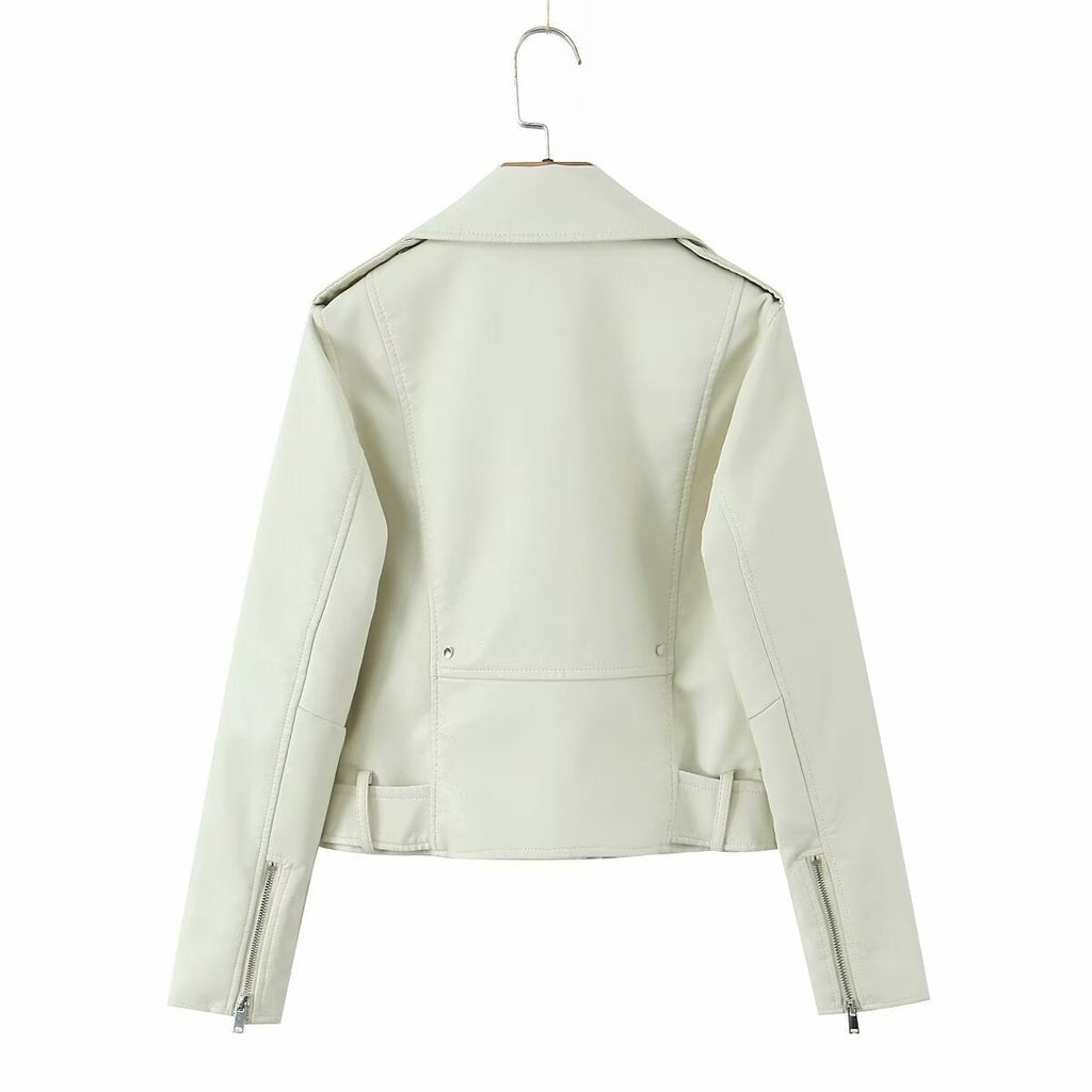 Women's Biker Jacket with Buckle Closure