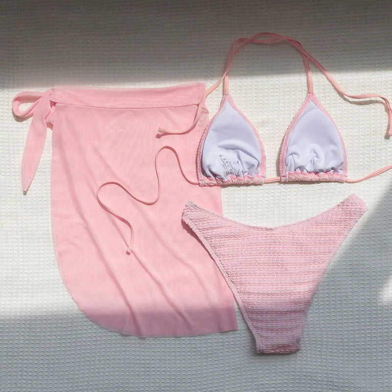 Women's Swimsuit Set with Lace Details and Wrap Skirt