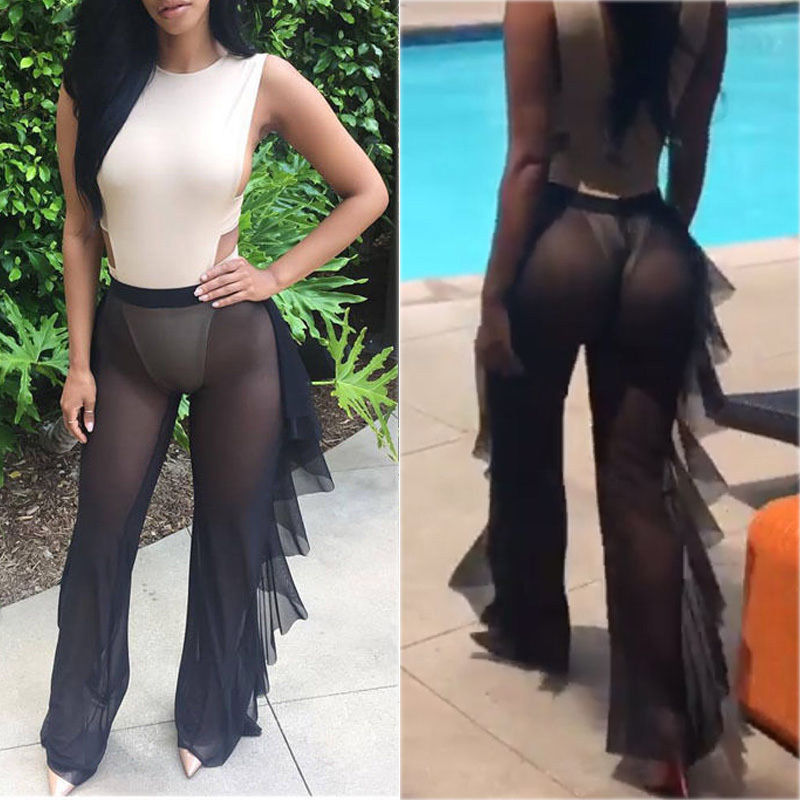 Women's Pull-On Boho Pants with Ruffles